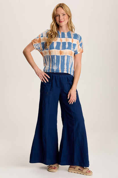 Valensi Soft Jersey Banded Sleeve Tee semi-crop boxy stretch fit with crew neck in Karma Wash Obverse Karma Wash Obverse - XCVI