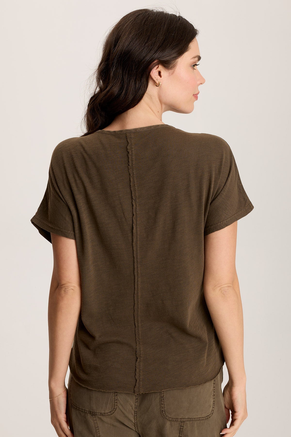 Werner Twill Ruched Cord Relaxed V-Neck Tee Westgate Pigment - XCVI