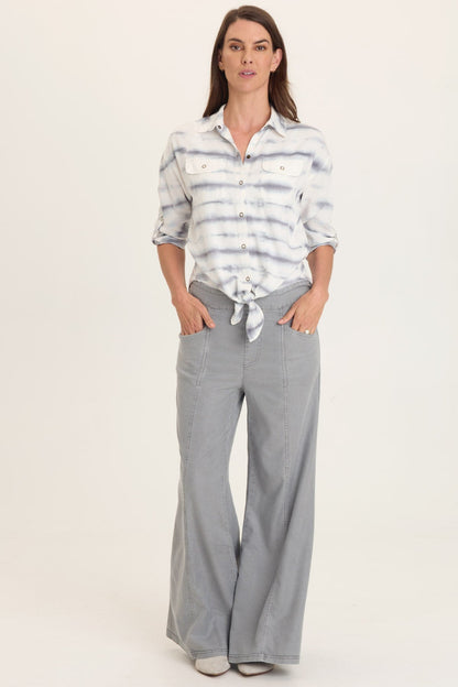 Wearables Tyrell Tie-Front Button-Up Pelagic Wash Mist - XCVI