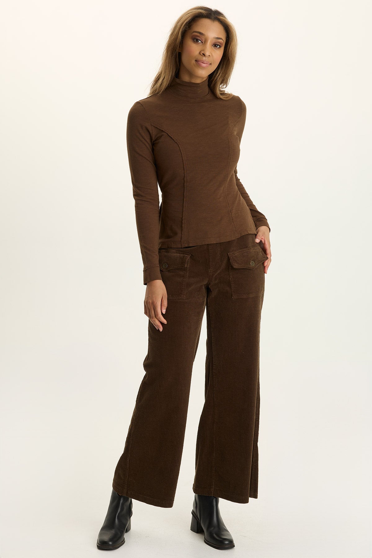 Wearables Kari Jersey Mock-Neck Long-Sleeve Top Cedar Glen - XCVI