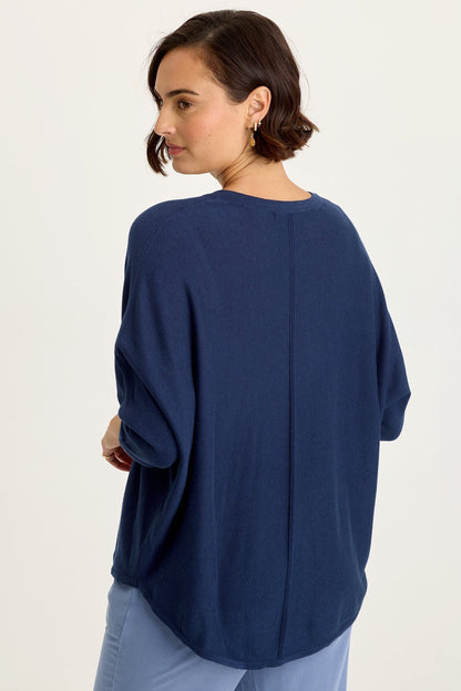 Wearables Zia Cotton Rayon V-Neck 3/4 Dolman Sleeve High Low Top Airdale Pigment - XCVI