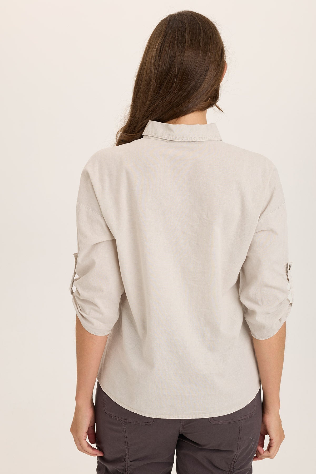 Wearables Carrie Linen 3/4-Sleeve High-Low Button-Up Ripple Pigment - XCVI