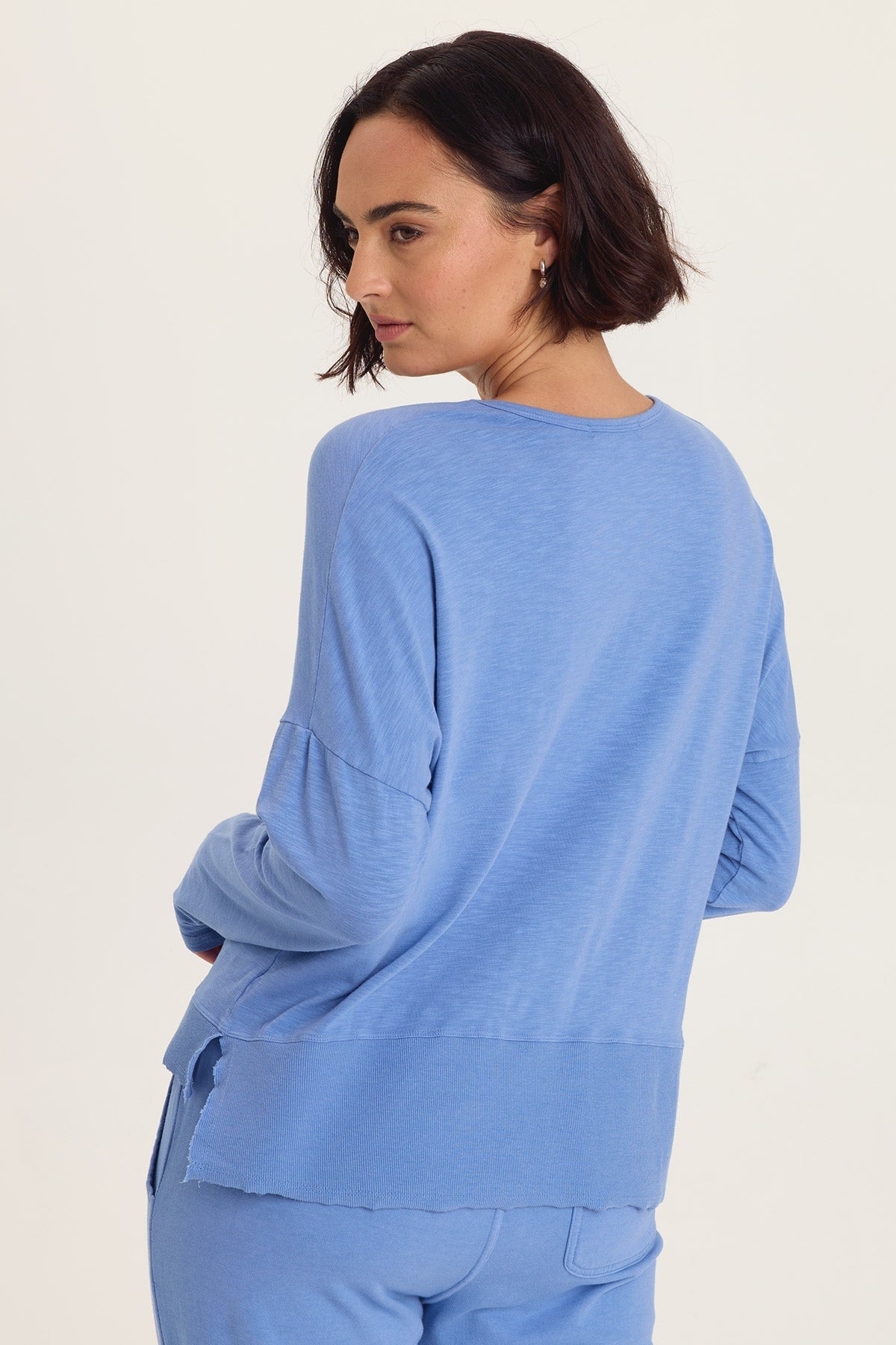 Wearables Odilia High-Low Hem Short Sleeve V-Neck Jersey Top Shasta Lake - XCVI