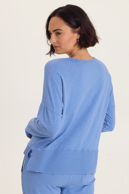 Wearables Odilia High-Low Hem Short Sleeve V-Neck Jersey Top Shasta Lake - XCVI