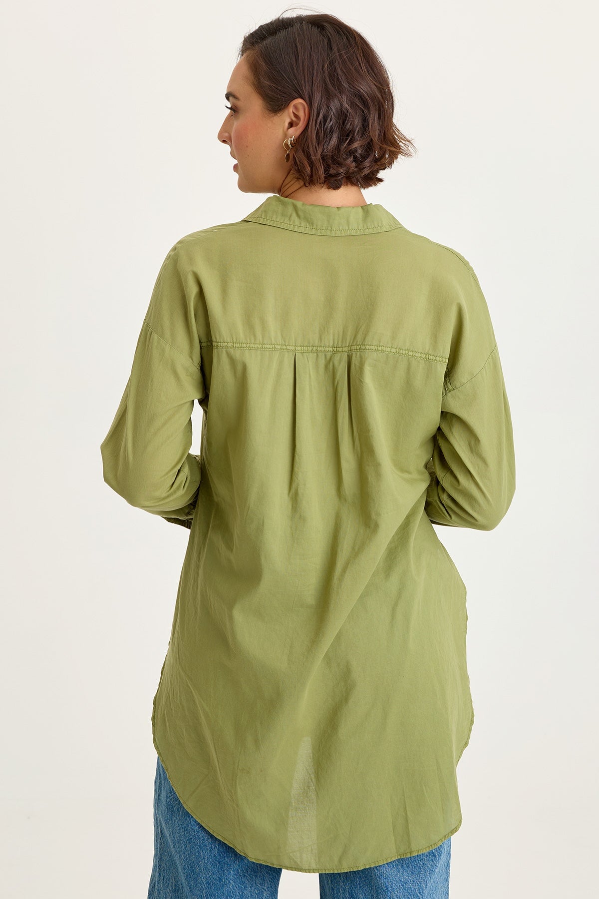 Wearables Ellard Cotton Voile High-Low Side-Slit Button-Up Blouse Garnish Pigment - XCVI
