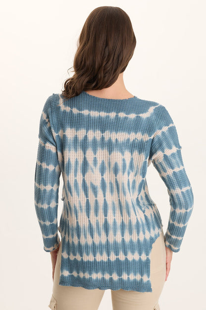 Arnie Thermal Asymmetrical Hem V-Neck Long-Sleeve Top Encaustic Wash Central - XCVI
