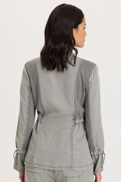 Hall Four-Pocket Cinchable Waist and Sleeves Twill with Rib Back Panels Jacket Magnetic Grey Pigment - XCVI