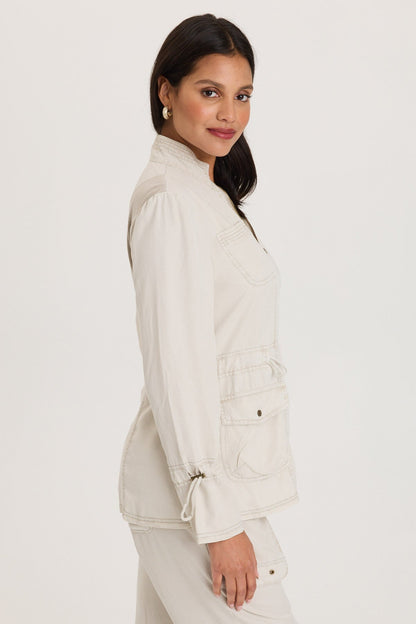Hall Four-Pocket Cinchable Waist and Sleeves Twill with Rib Back Panels Jacket Center Stage Pigment - XCVI