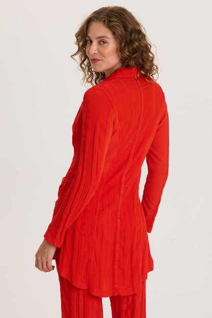 One-Button Textured Stripe Long Barron Blazer Whiplash - XCVI