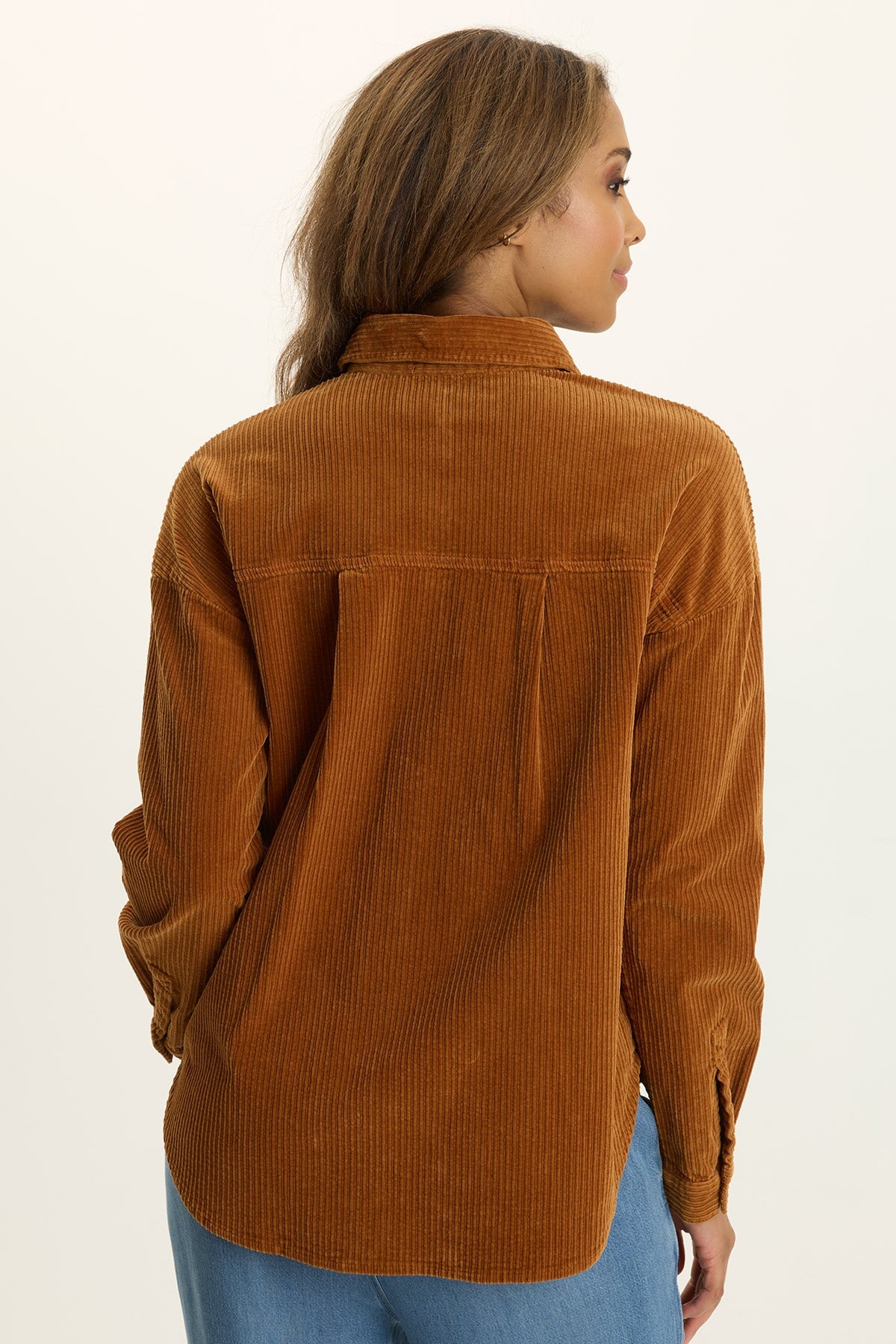 Wearables Smithson Corduroy Relaxed Shacket Maple Glaze Pigment - XCVI