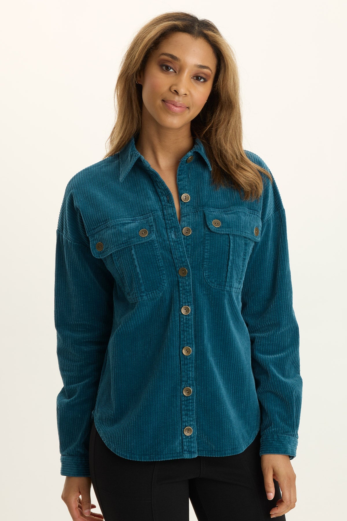 Wearables Smithson Corduroy Relaxed Shacket Abyss Pigment - XCVI