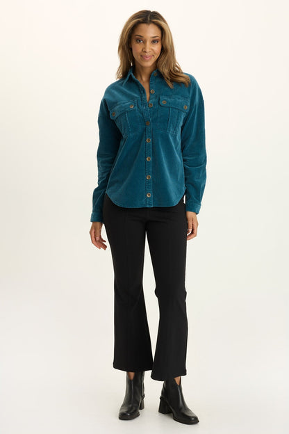 Wearables Smithson Corduroy Relaxed Shacket Abyss Pigment - XCVI