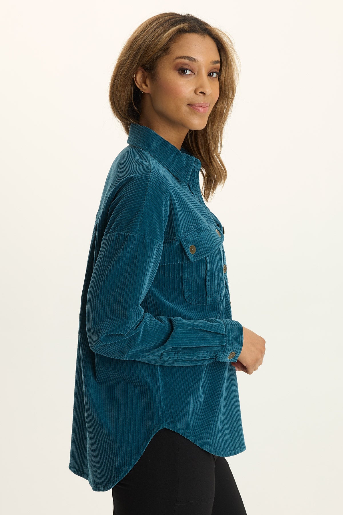 Wearables Smithson Corduroy Relaxed Shacket Abyss Pigment - XCVI