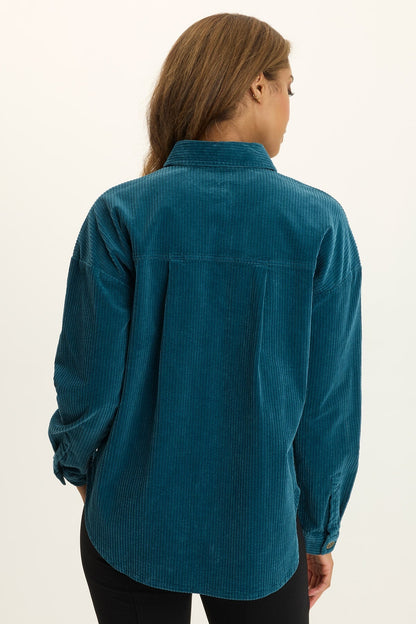 Wearables Smithson Corduroy Relaxed Shacket Abyss Pigment - XCVI