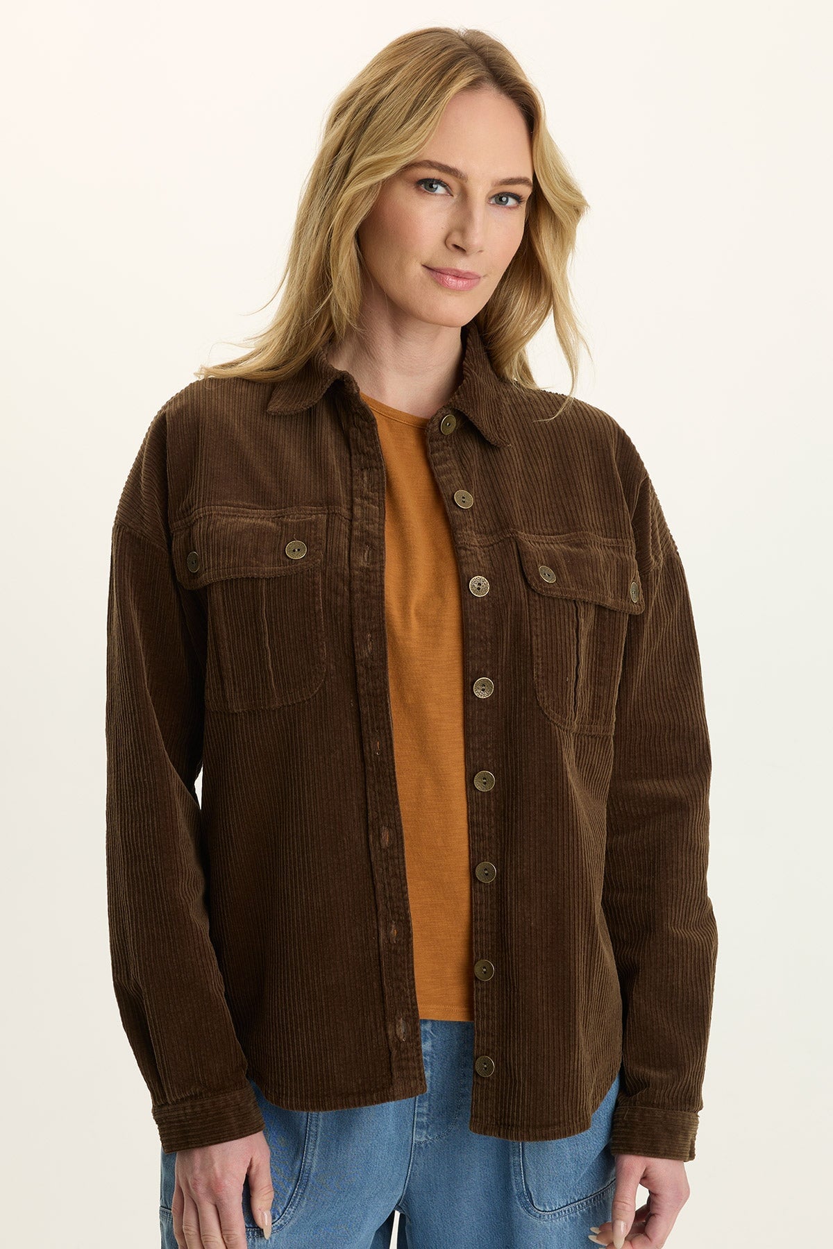 Wearables Smithson Corduroy Relaxed Shacket Cedar Glen - XCVI
