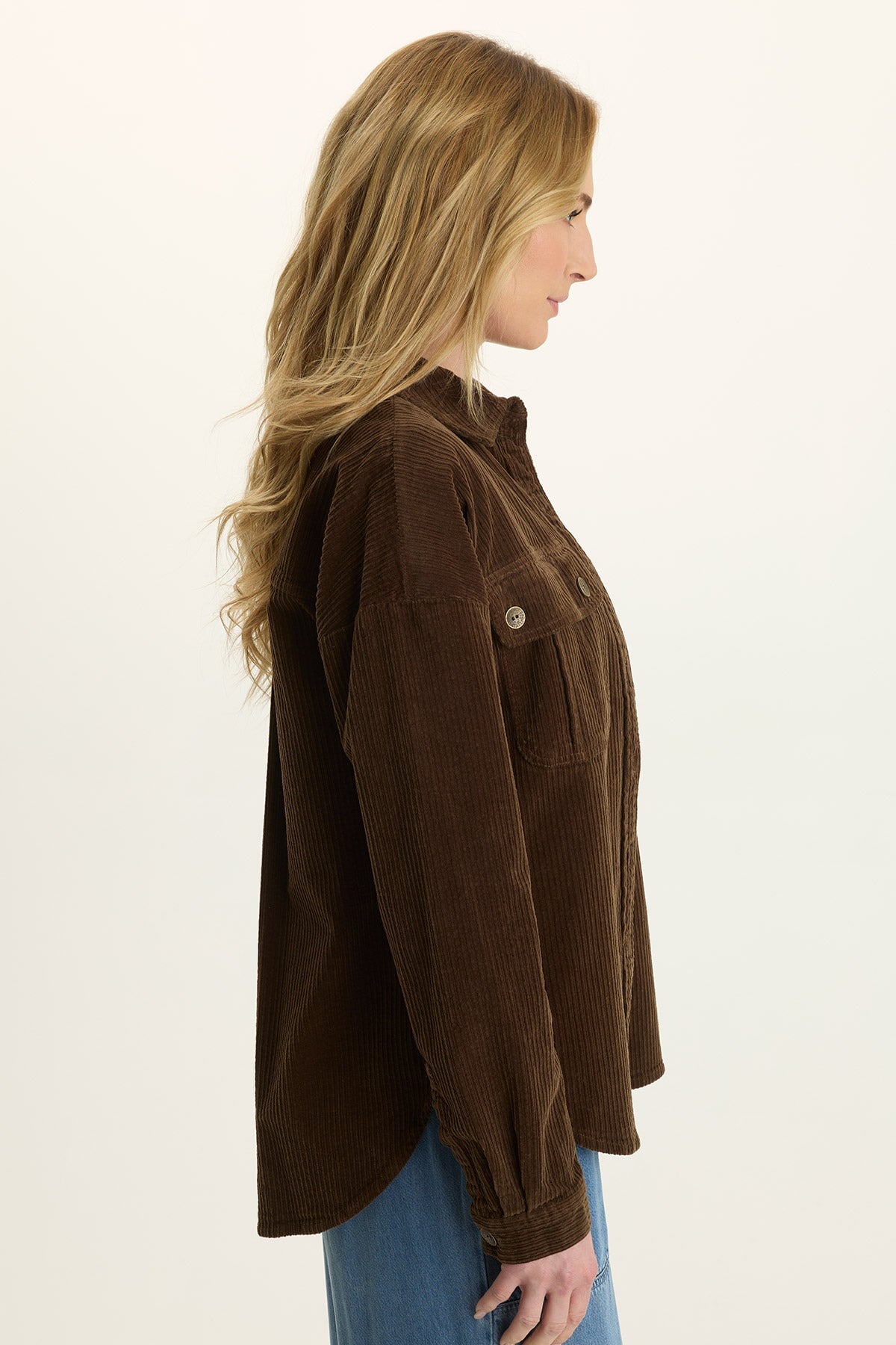 Wearables Smithson Corduroy Relaxed Shacket Cedar Glen - XCVI