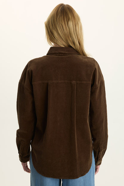 Wearables Smithson Corduroy Relaxed Shacket Cedar Glen - XCVI