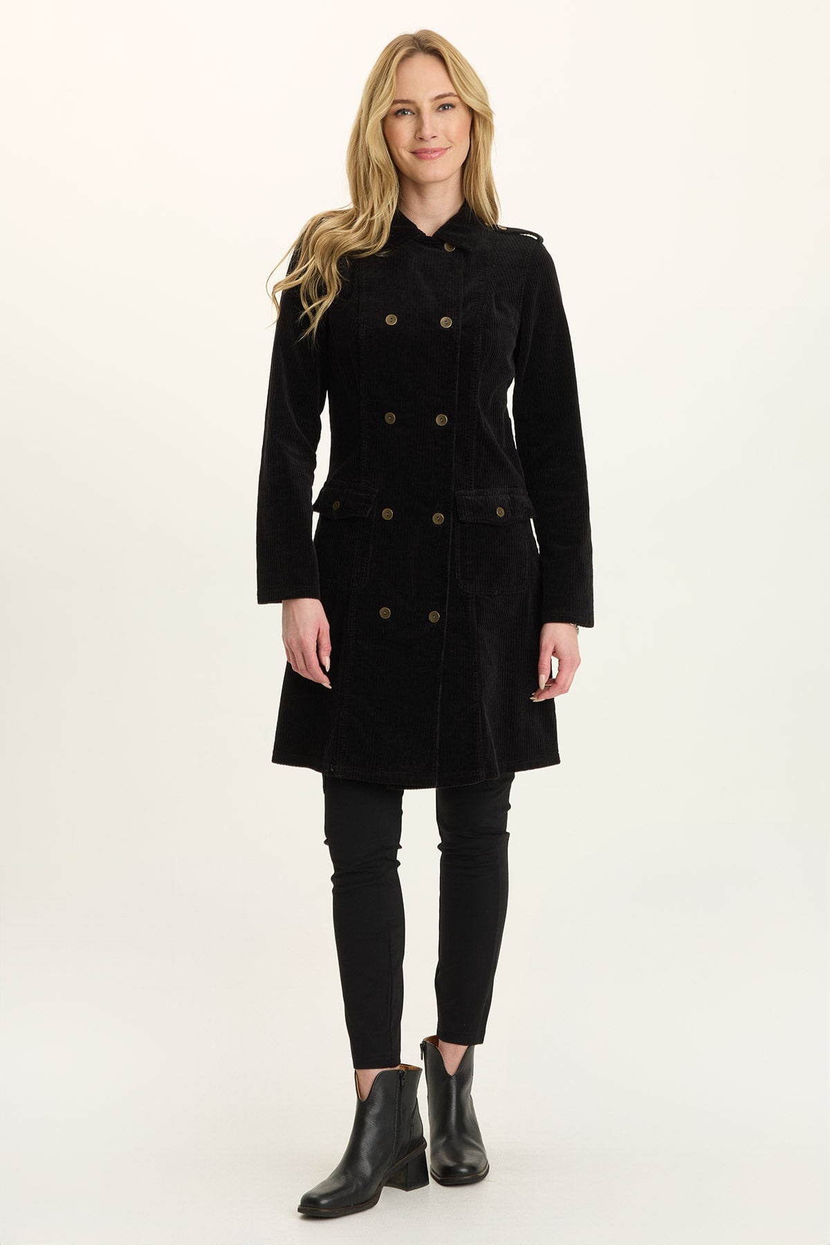 Wearables Risto Corduroy Longline Trench Black - XCVI