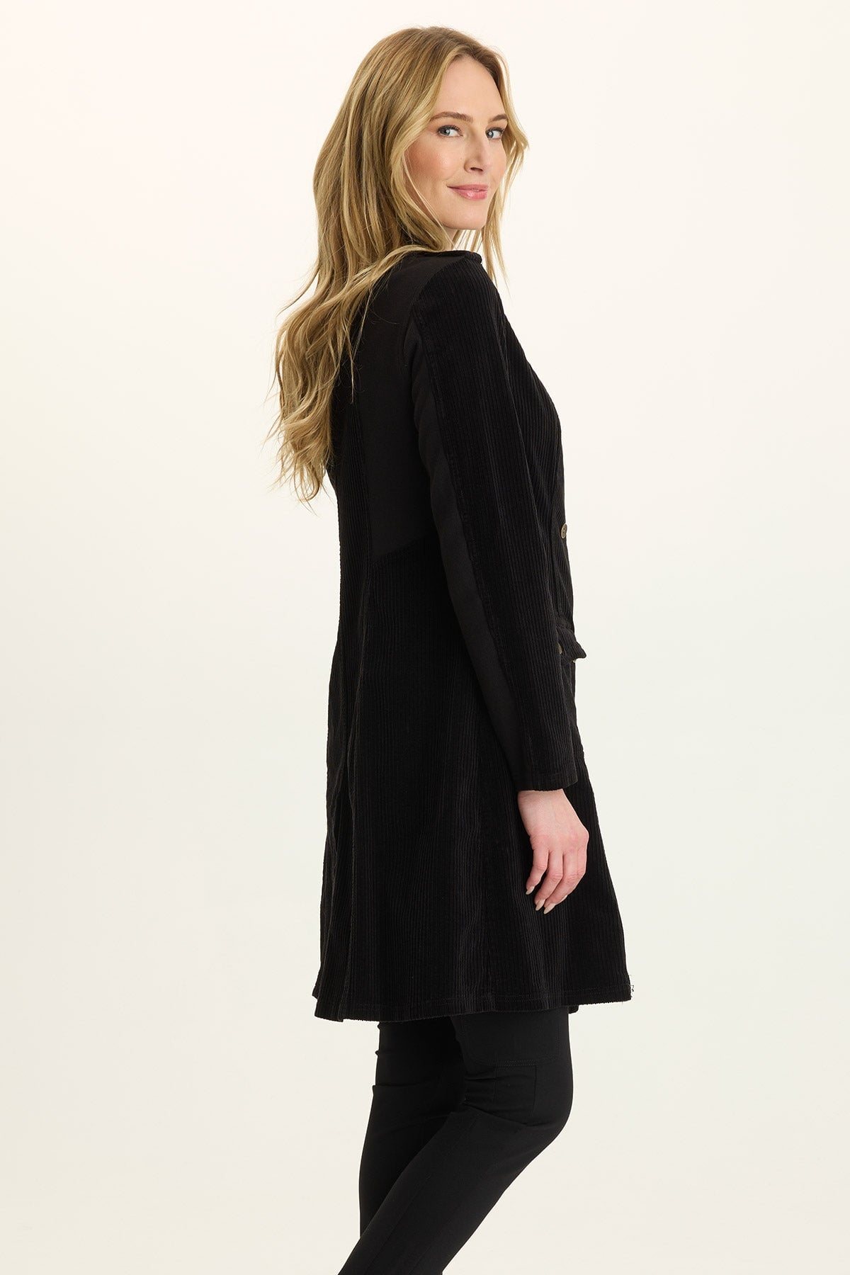 Wearables Risto Corduroy Longline Trench Black - XCVI