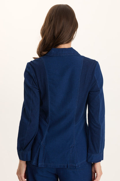 Thurman Mock-Denim Twill Blazer Sluice Wash - XCVI