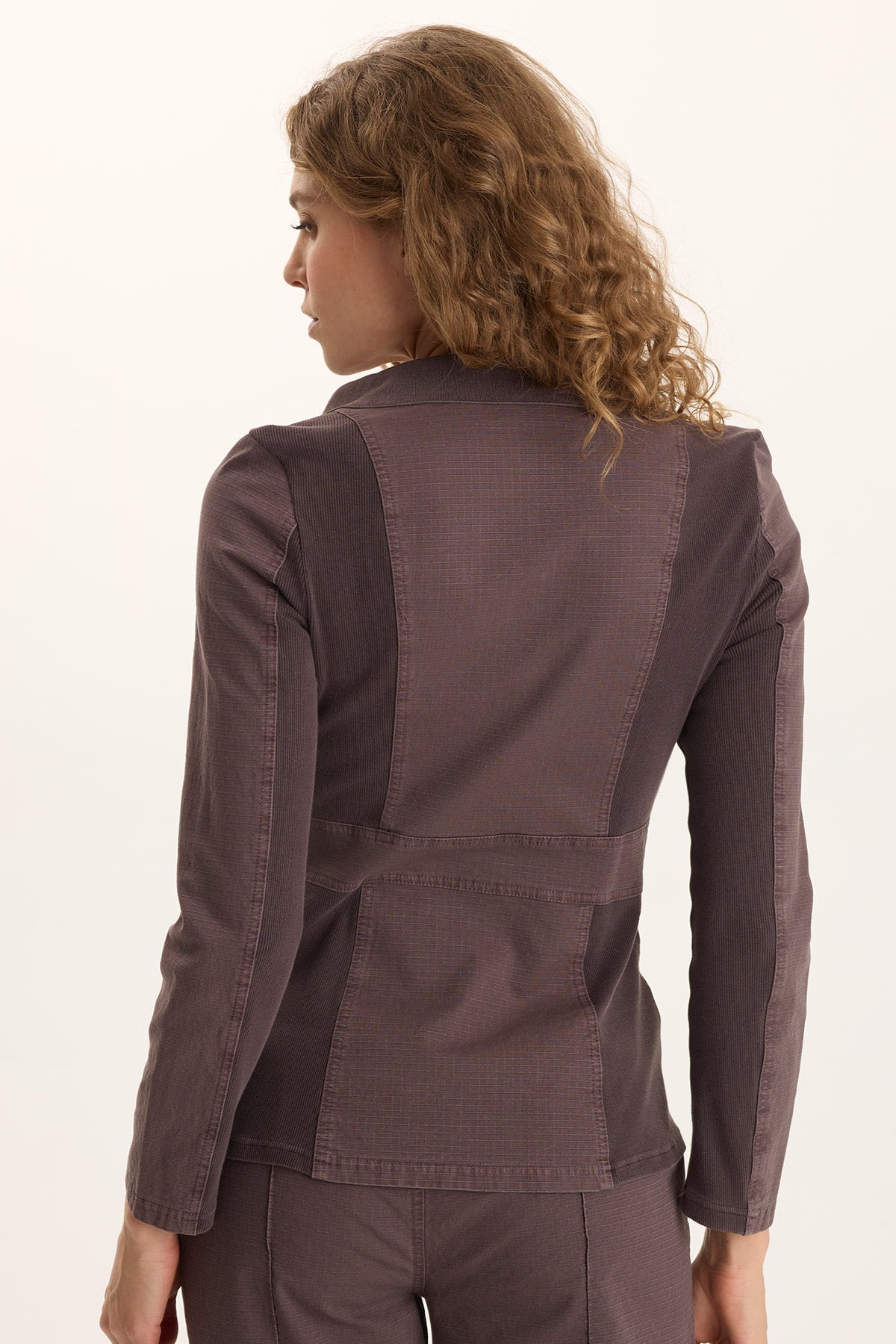 Lochlyn Fitted Snap-Detail Stretch Blazer Jacket Bistro Pigment - XCVI