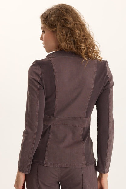 Lochlyn Fitted Snap-Detail Stretch Blazer Jacket Bistro Pigment - XCVI