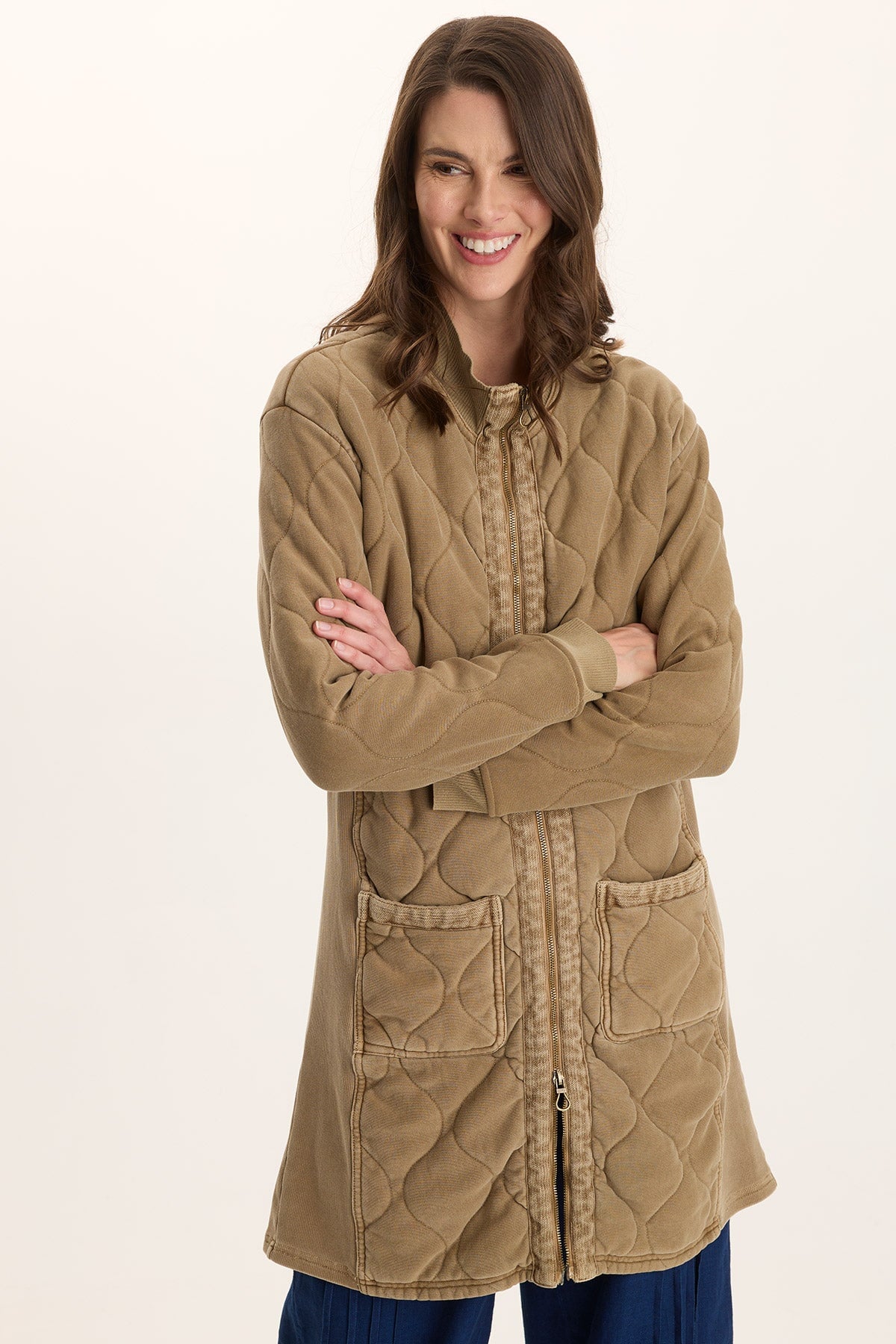 Torston Quilted Longline Jacket Plateau Pigment - XCVI