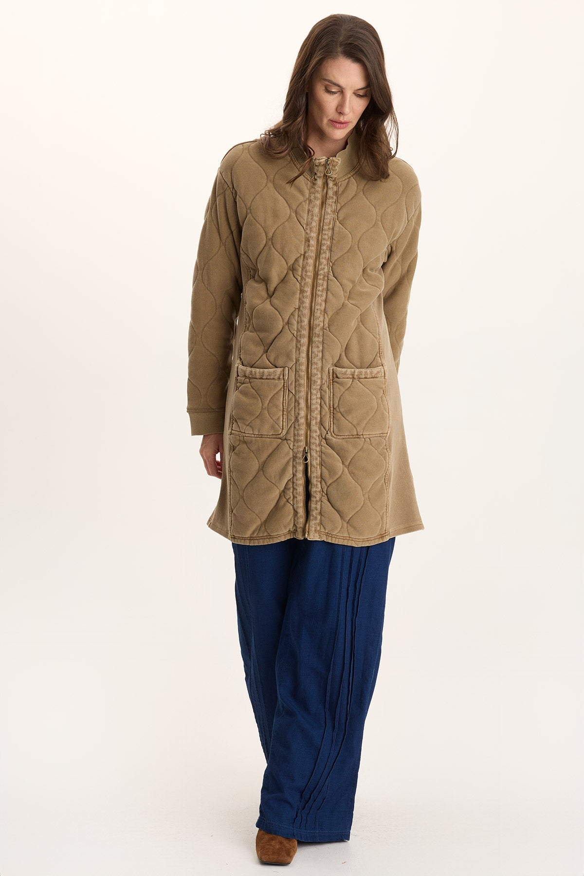 Torston Quilted Longline Jacket Plateau Pigment - XCVI