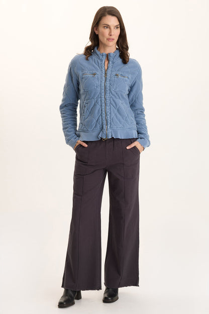 Osment Quilted Cotton Bomber Jacket Blue Echo Pigment - XCVI