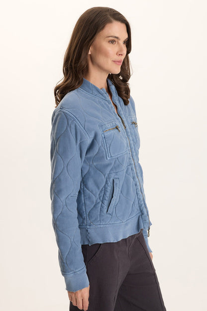 Osment Quilted Cotton Bomber Jacket Blue Echo Pigment - XCVI
