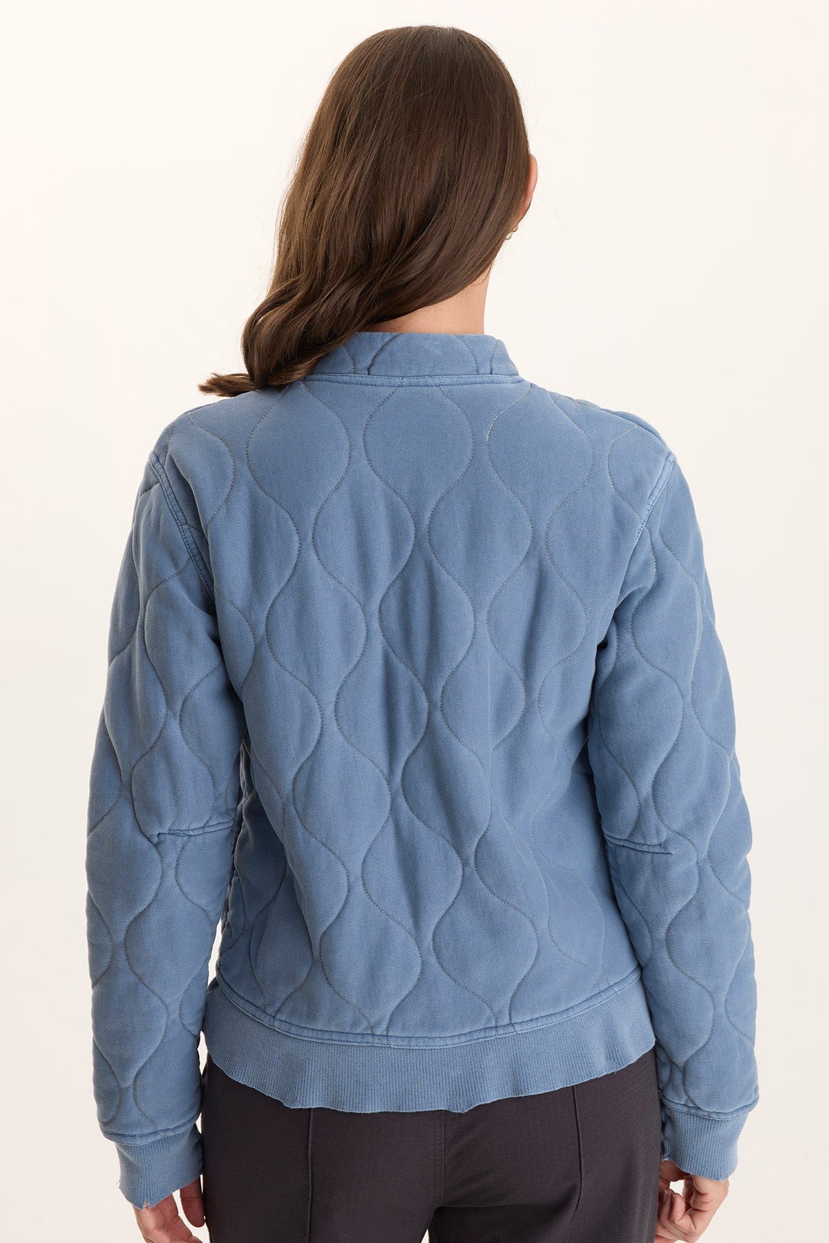 Osment Quilted Cotton Bomber Jacket Blue Echo Pigment - XCVI