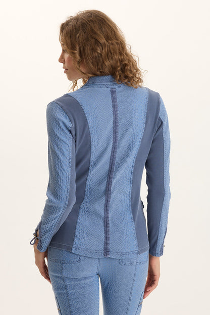 Kirklyn Textured Jacquard Blazer Jacket Blue Echo Pigment - XCVI