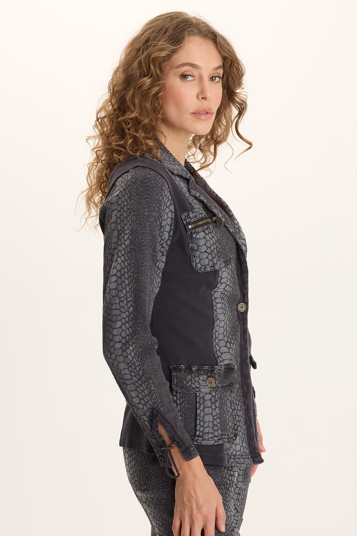 Kirklyn Textured Jacquard Blazer Jacket Ashlar - XCVI