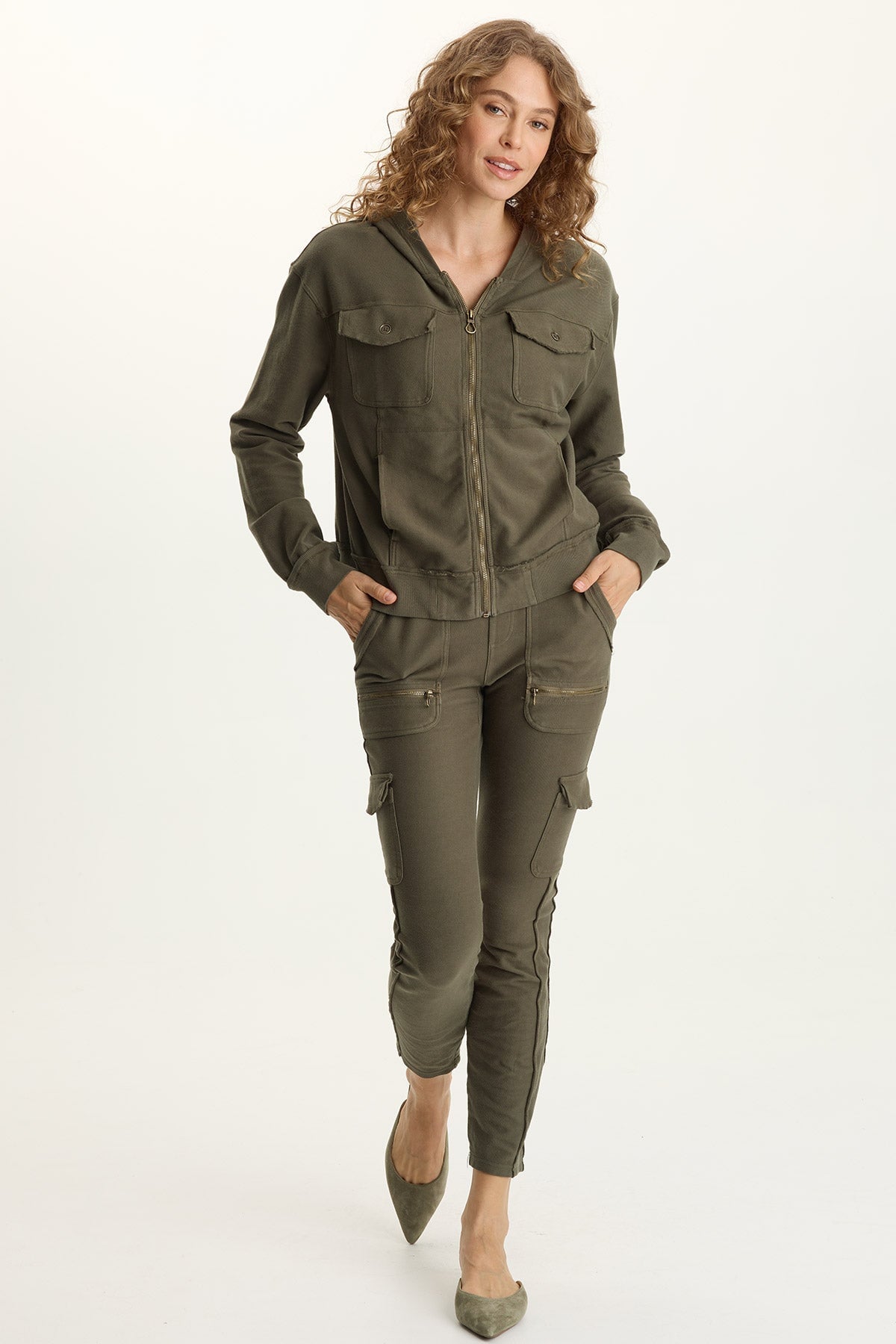 Balfore Twill Knit Hooded Bomber Jacket Rejuvenation - XCVI