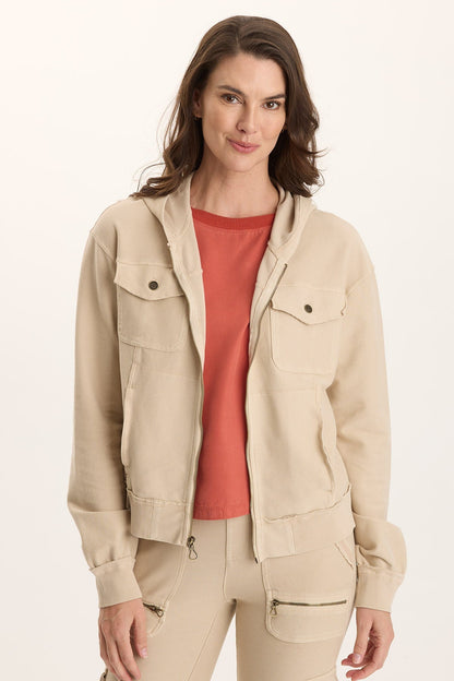 Balfore Twill Knit Hooded Bomber Jacket Park Avenue - XCVI