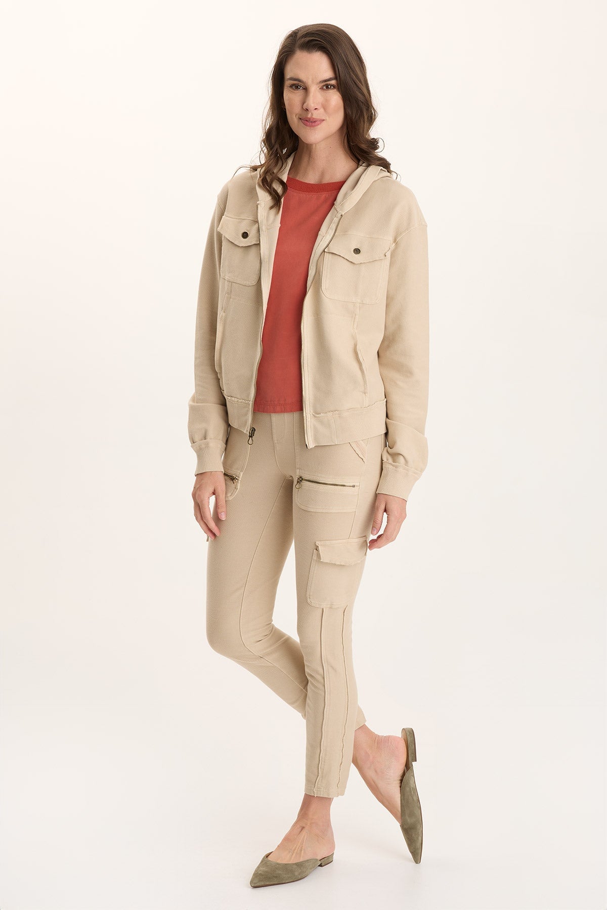 Balfore Twill Knit Hooded Bomber Jacket Park Avenue - XCVI