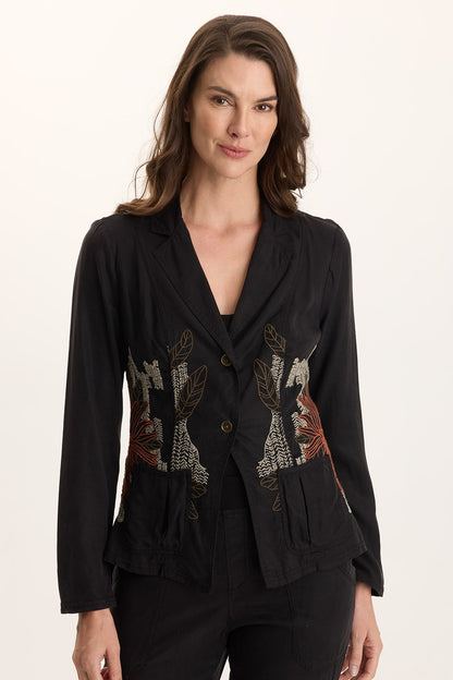 Embroidered Danski Twill Novelty Blazer Black - XCVI