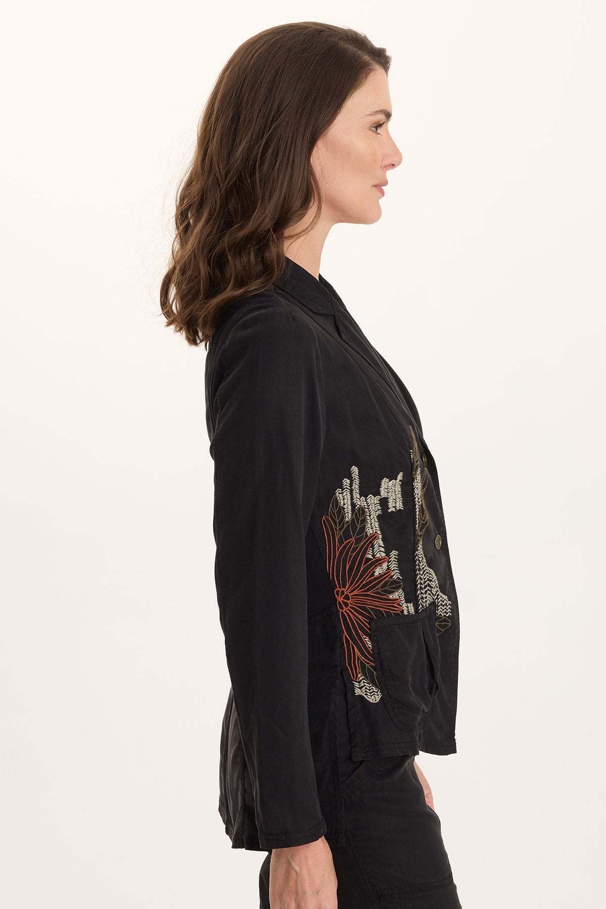 Embroidered Danski Twill Novelty Blazer Black - XCVI
