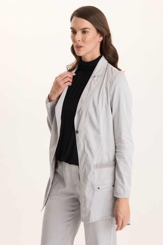 Lainey Longline Tencel Blazer Jacket Soft Pebble Pigment - XCVI