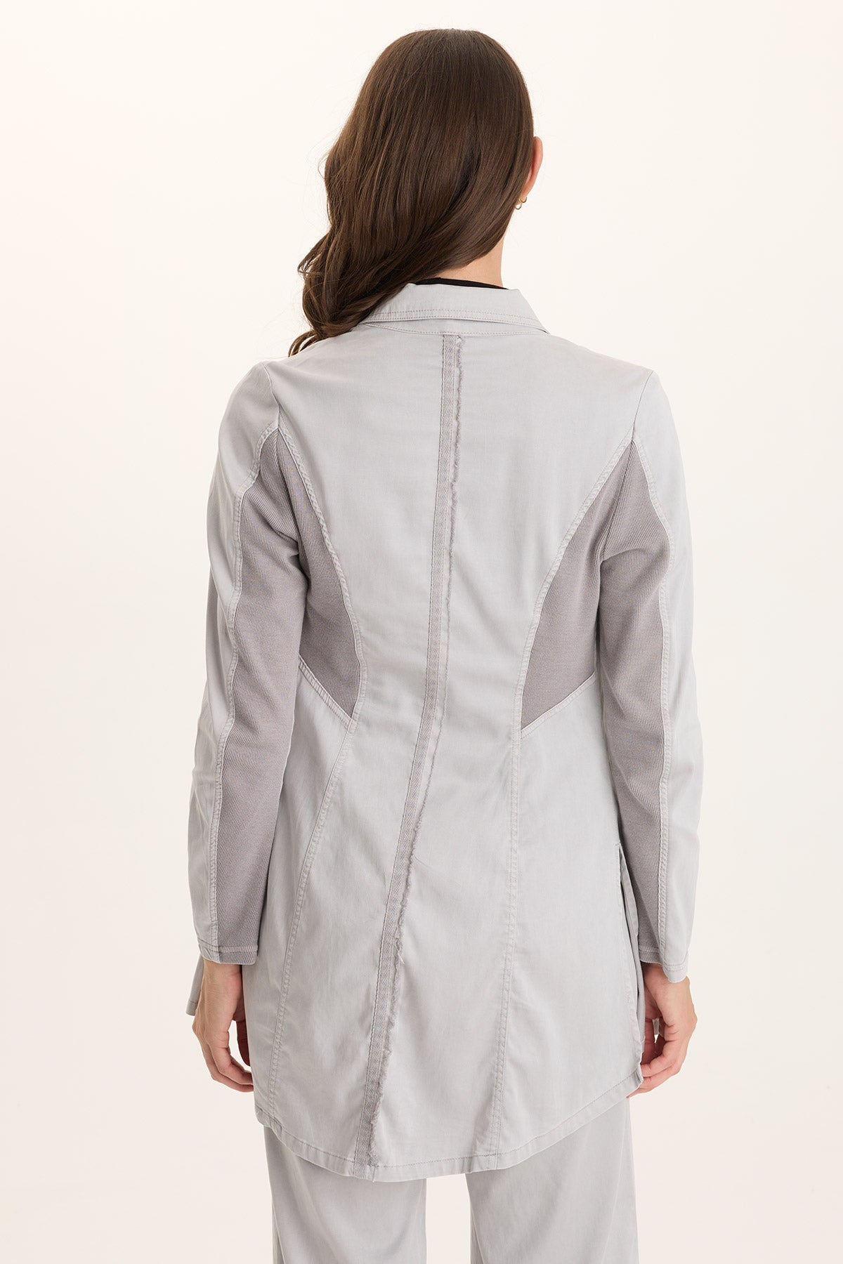 Lainey Longline Tencel Blazer Jacket Soft Pebble Pigment - XCVI