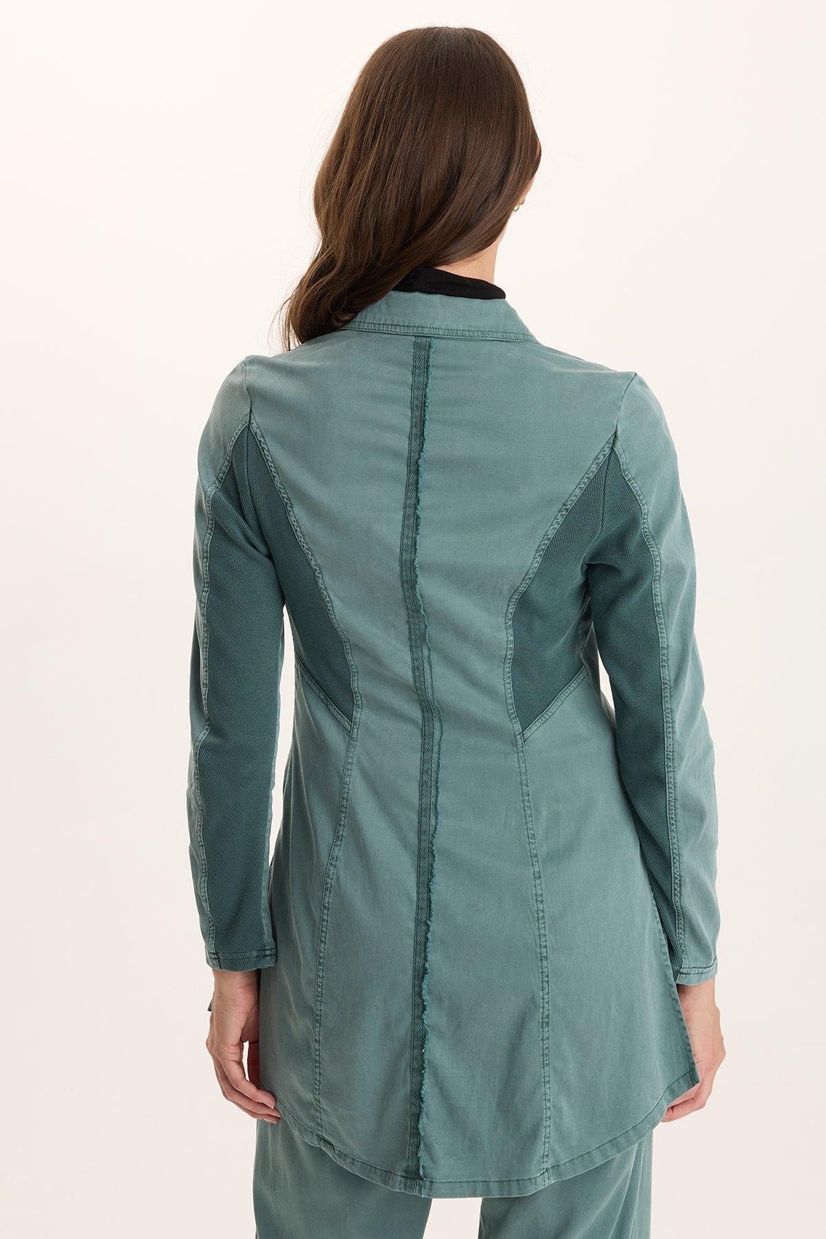Lainey Longline Tencel Blazer Jacket Ocean Storm Pigment - XCVI
