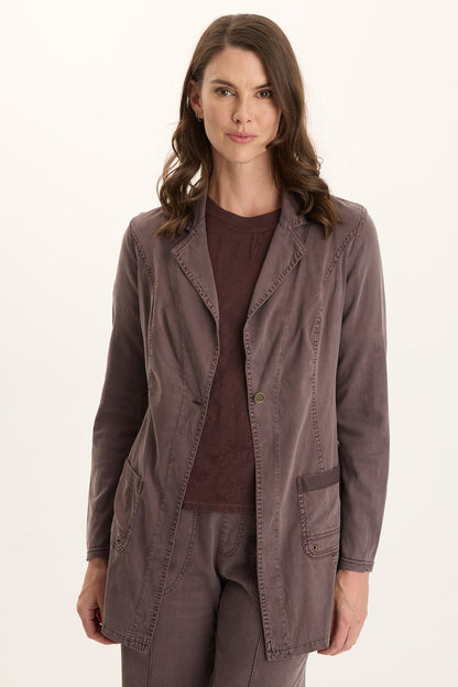 Lainey Longline Tencel Blazer Jacket Bistro Pigment - XCVI