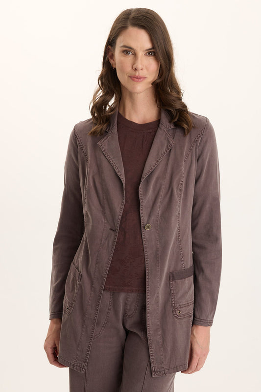 Lainey Longline Tencel Blazer Jacket Bistro Pigment - XCVI