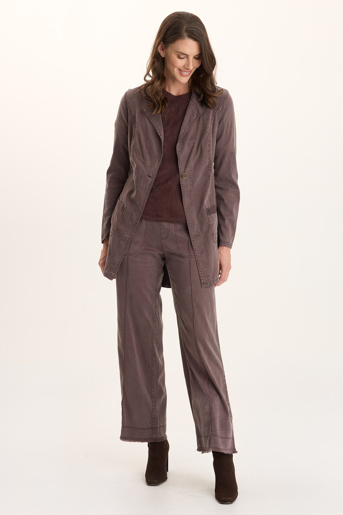 Lainey Longline Tencel Blazer Jacket Bistro Pigment - XCVI