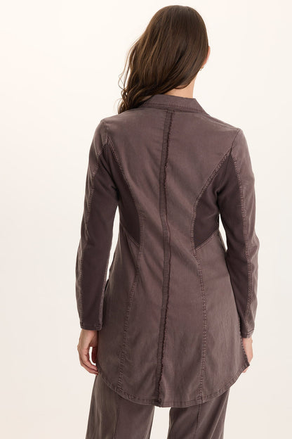 Lainey Longline Tencel Blazer Jacket Bistro Pigment - XCVI
