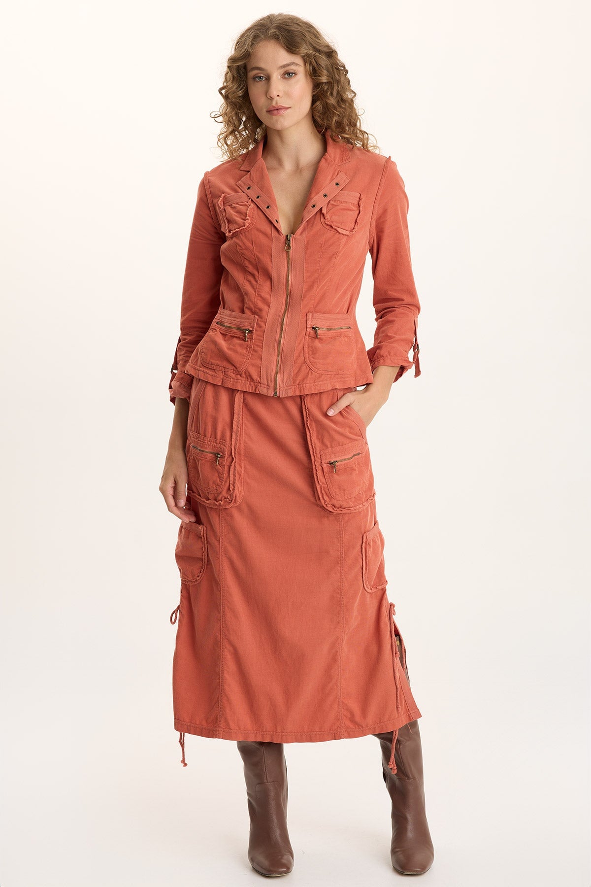 Eino Corduroy Cargo Fitted Blazer Jacket Papaver - XCVI