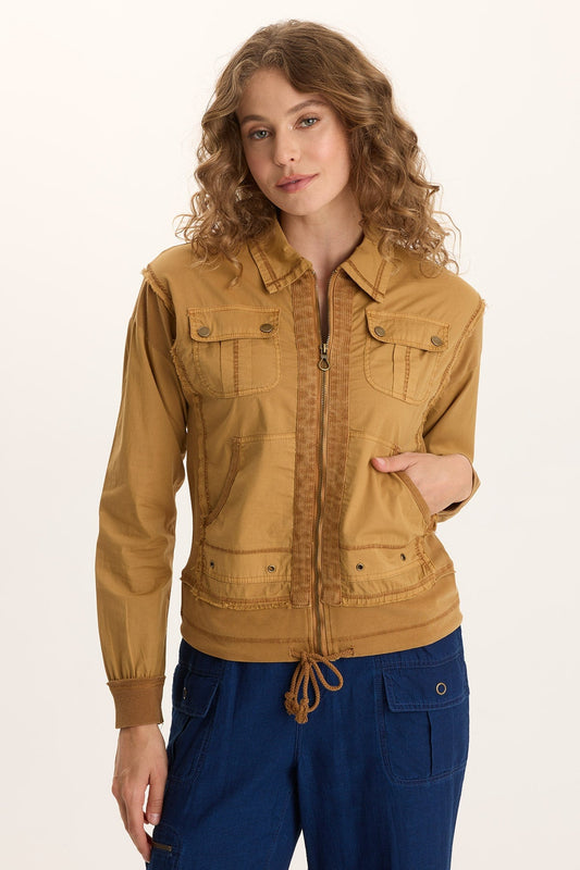 Ari Poplin Utility Bomber Jacket Goldenrod Pigment - XCVI