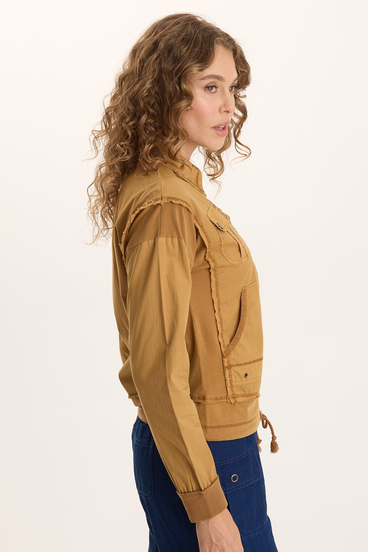 Ari Poplin Utility Bomber Jacket Goldenrod Pigment - XCVI