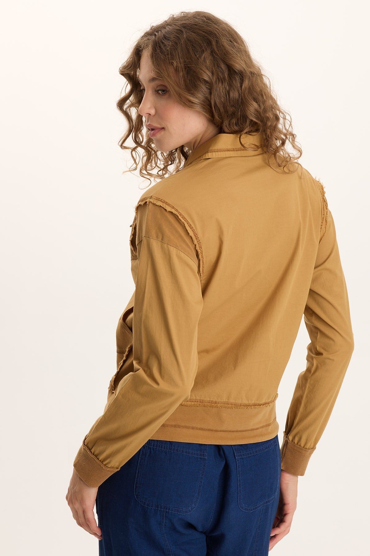 Ari Poplin Utility Bomber Jacket Goldenrod Pigment - XCVI