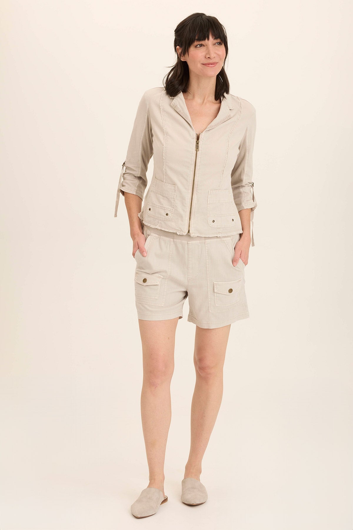 Wearables Linen Raphael Distressed Blazer Jacket Ripple Pigment - XCVI